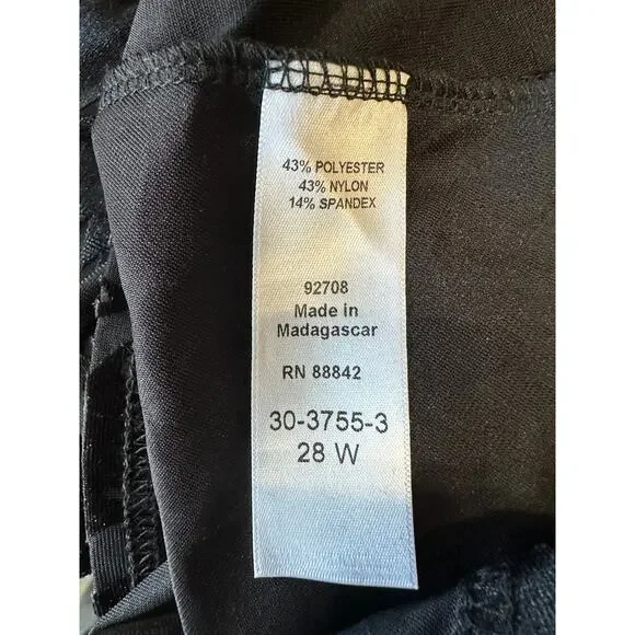 Roaman's Black Burnout Velvet Tunic Top 28W Gold Embroidered Boho Goth - Picture 8 of 9